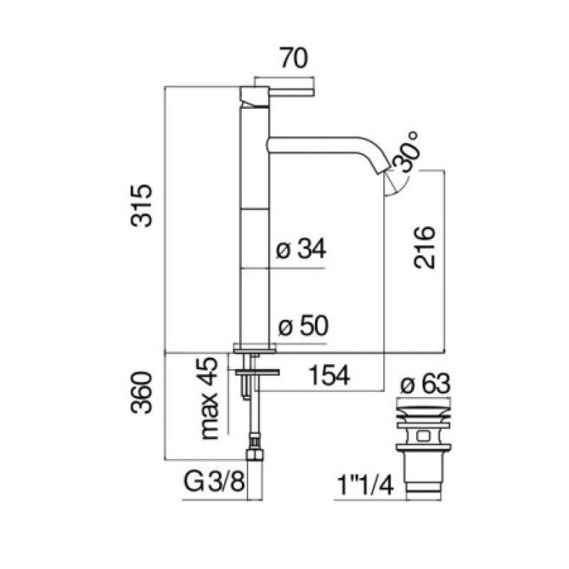 Змішувач для раковини Nobili Acquerelli AQ93128/2IX