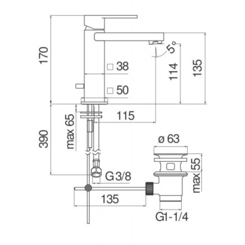 Змішувач для раковини Nobili Loop LP90118/1CR