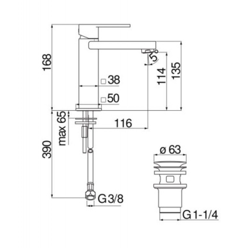 Змішувач для раковини Nobili Loop LP90118/3CR