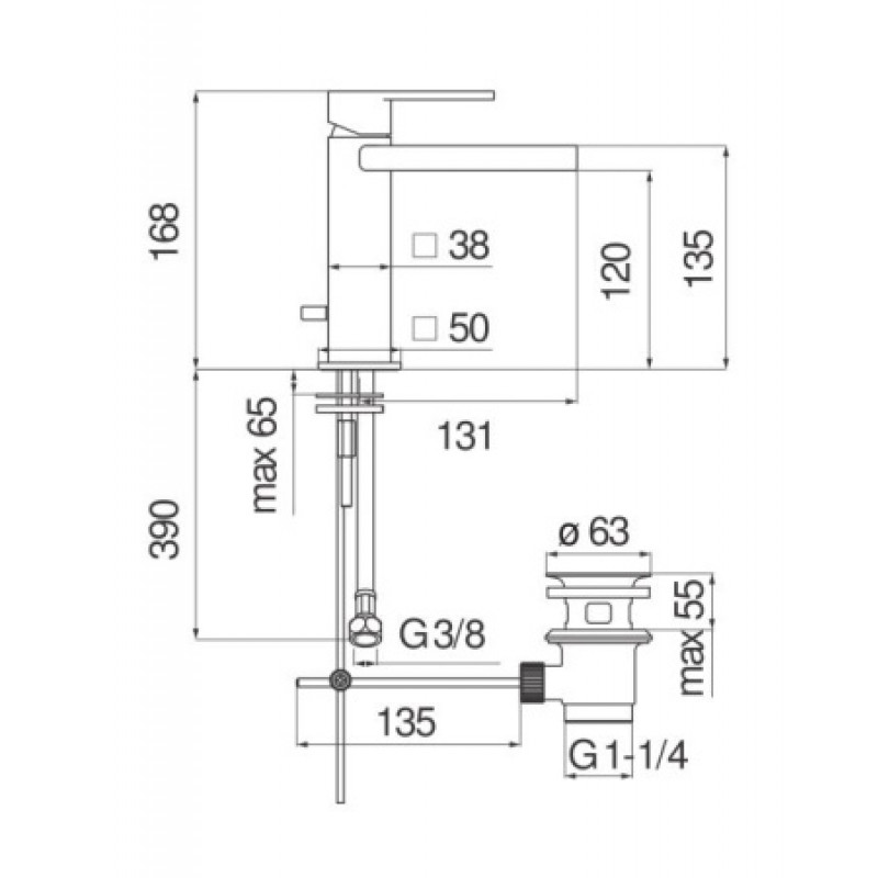 Змішувач для раковини Nobili Loop LPC90118/1CR