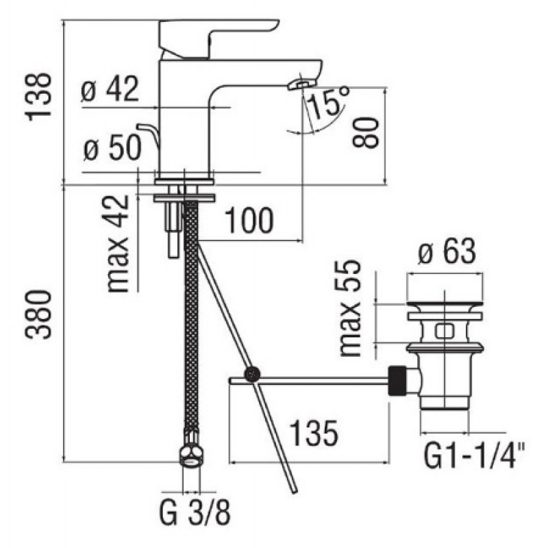 Змішувач для раковини Nobili ABC AB87118/1CR