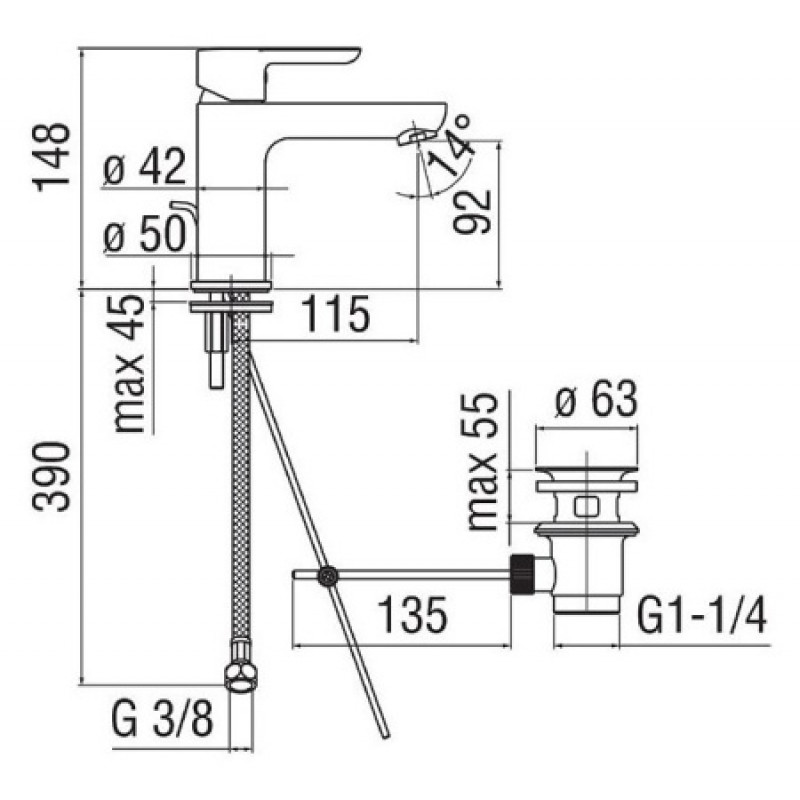 Змішувач для раковини Nobili ABC AB87118/20CR