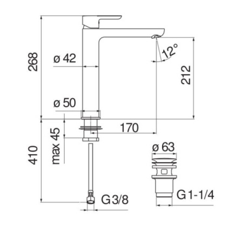 Смеситель для раковины Nobili ABC AB87128/2CR