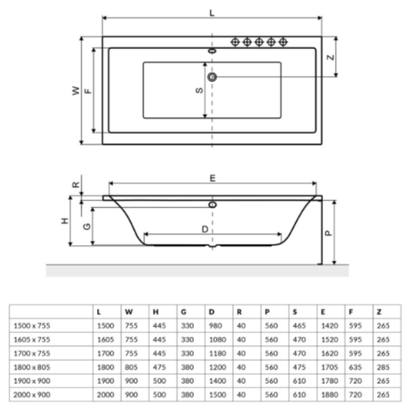 Ванна акрилова RADAWAY Aridea 200x90 WA1-24-200x090U
