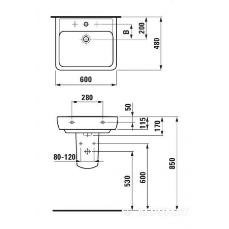 Раковина Laufen Pro 600x480 мм H8189520001041