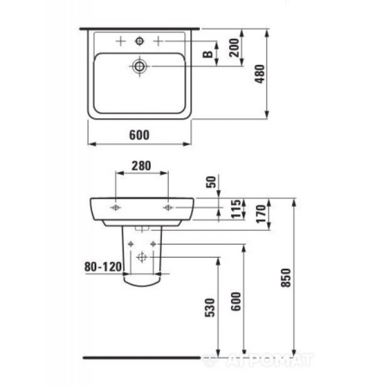 Раковина Laufen Pro 600x480 мм H8189520001091