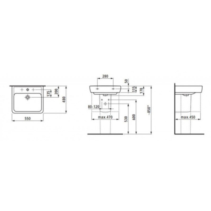 Раковина Laufen Pro 550x480 мм H8189510001041