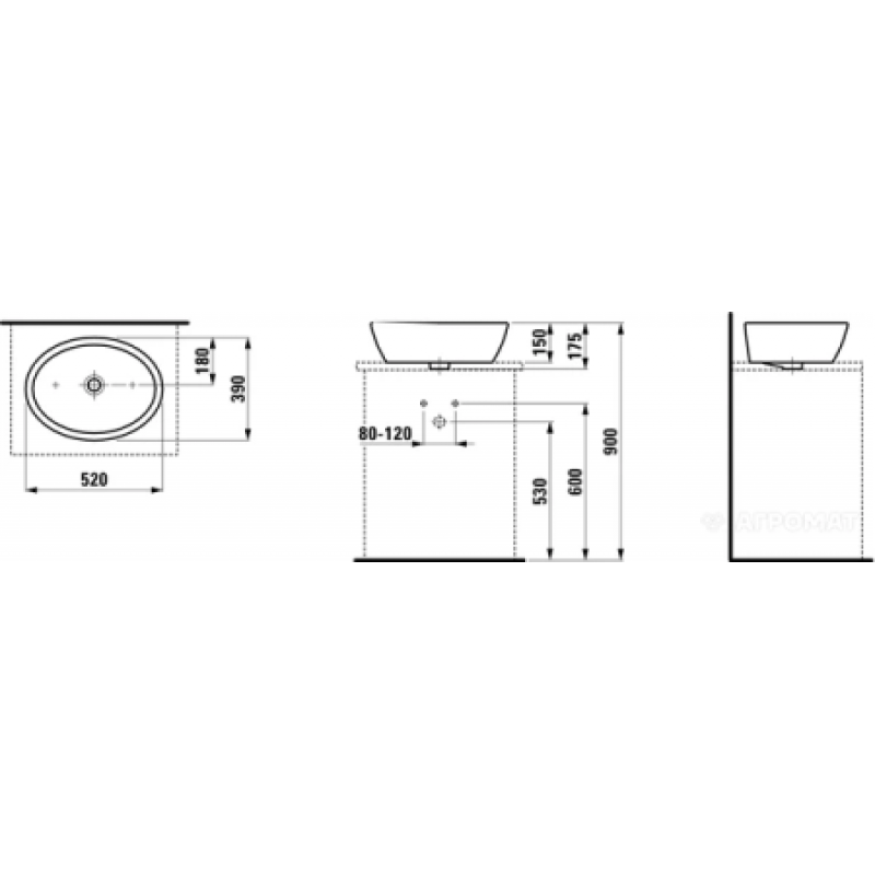 Раковина Laufen Pro 520x390 мм H8129640001091