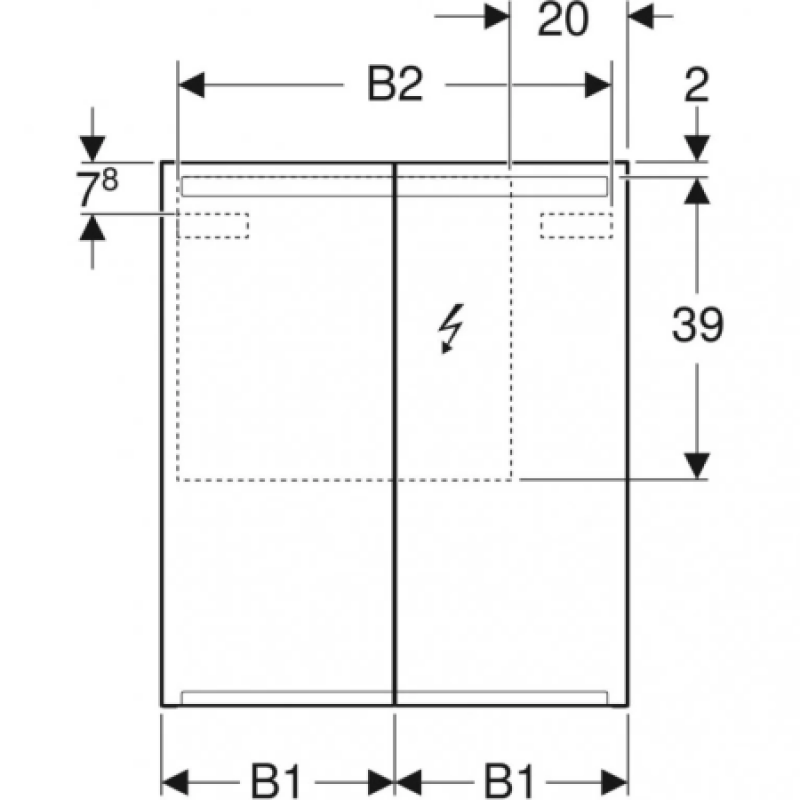 Шкафчик-зеркало с подсветкой Geberit Option 750x700x150 мм 500.205.00.1