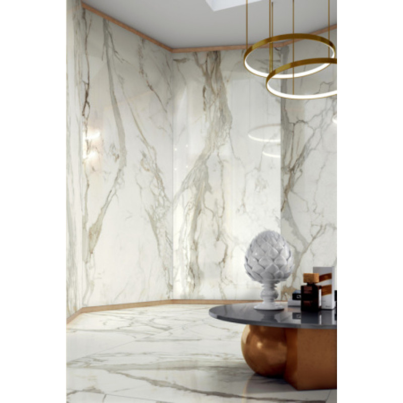 Плитка керамогранітна Cottodeste Allure Calacatta 1200x2780х6, 5мм Kerlite гладка/глянсова EK6AR15