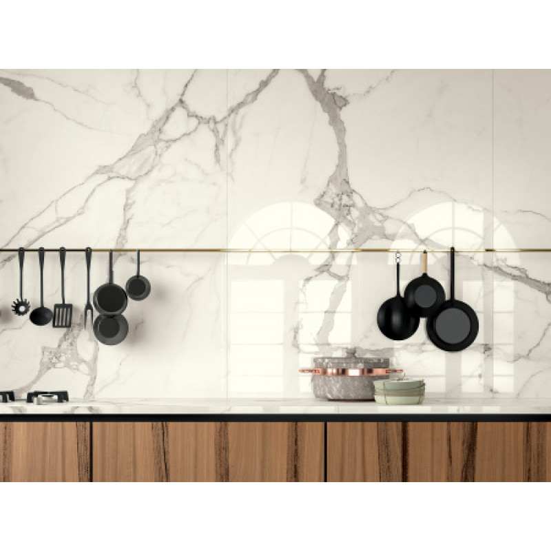 Плитка керамогранитная Cottodeste Vanity Bianco Statuario 1200x1200х6,5мм Kerlite гладкая/матовая touch EK8VA10