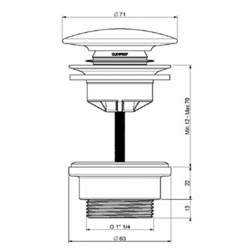 Донный клапан Hatria 1"1/4 с керамической крышкой A0Y7A801