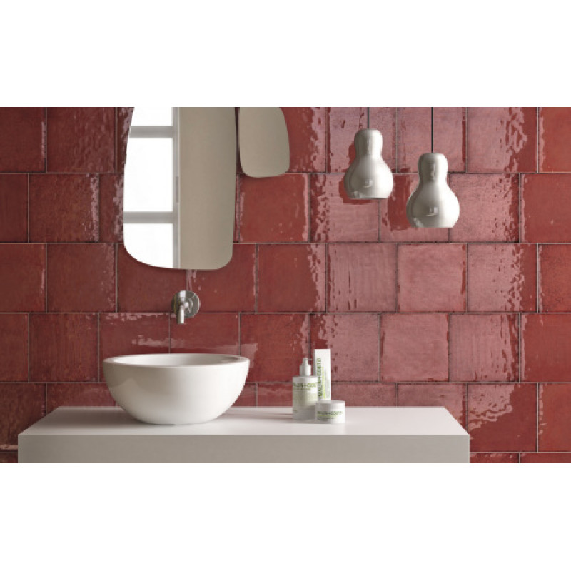 Плитка Iris Ceramica Maiolica Rosso 200x200х7,5мм структурная/глянцевая, для стены 563205