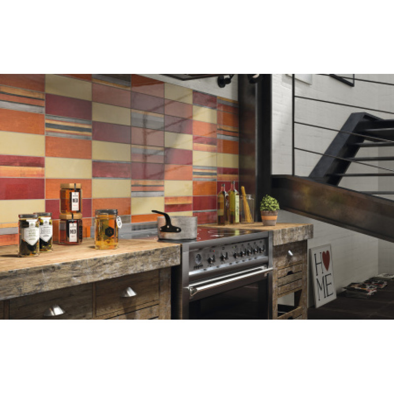 Плитка Iris Ceramica Maiolica Rosso 100x300х7,5мм структурная/глянцевая, для стены 754983