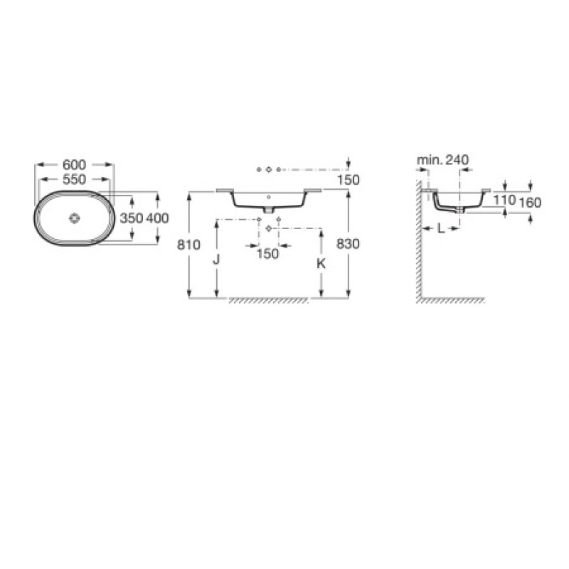 Раковина ROCA Gap 550x350x160 мм A3270YC000