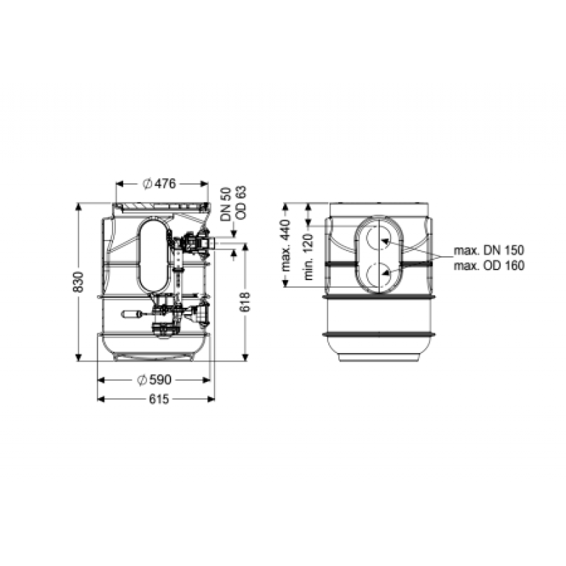 Насосная станция Kessel Aquapump GTF 600 для сточных вод (установка в землю) 829810