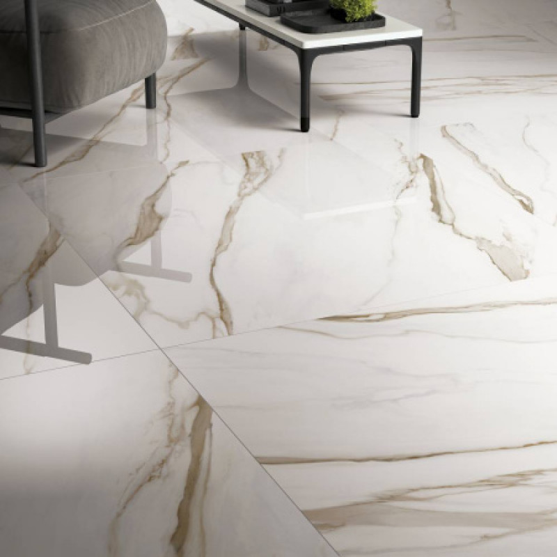 Плитка керамогранитная Refin Prestigio Calacatta oro 1200x2780х6мм гладкая/полированная RA36