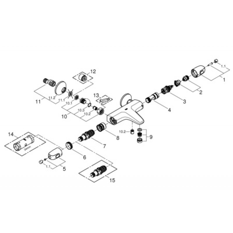 Термостатический смеситель для ванны Grohe Grohtherm 1000 34816003