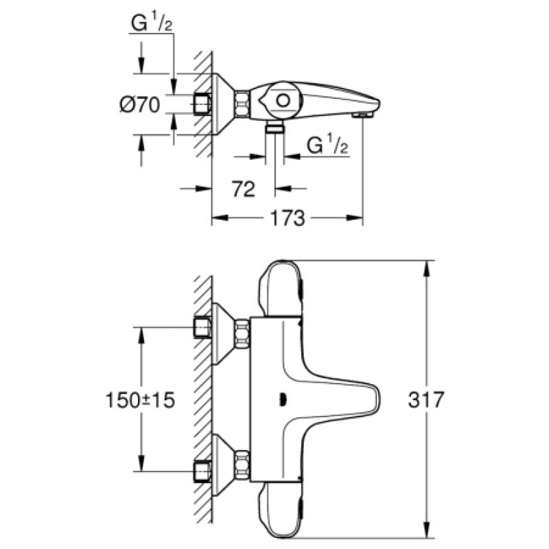 Термостатический смеситель для ванны Grohe Grohtherm 1000 34816003