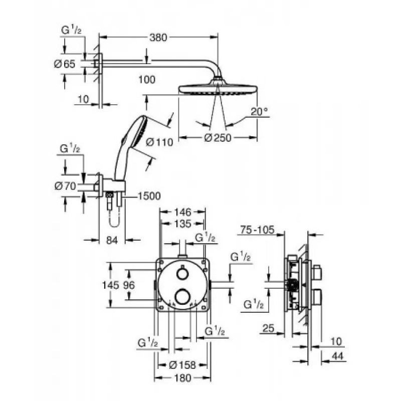 Душевая система с термостатом Grohe Grohtherm 34872000