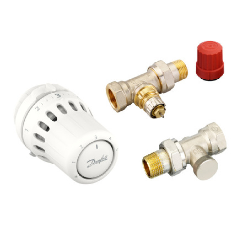 Комплект для радиатора с боковым подключением Danfoss прямой React RA click + RA-N 15 + RLV-S 1/2"  015G5348
