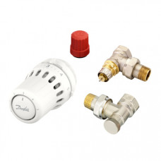 Комплект для радиатора Danfoss с боковым подключением угловой React RA click + RA-N 15 + RLV-S 1/2" 015G5349