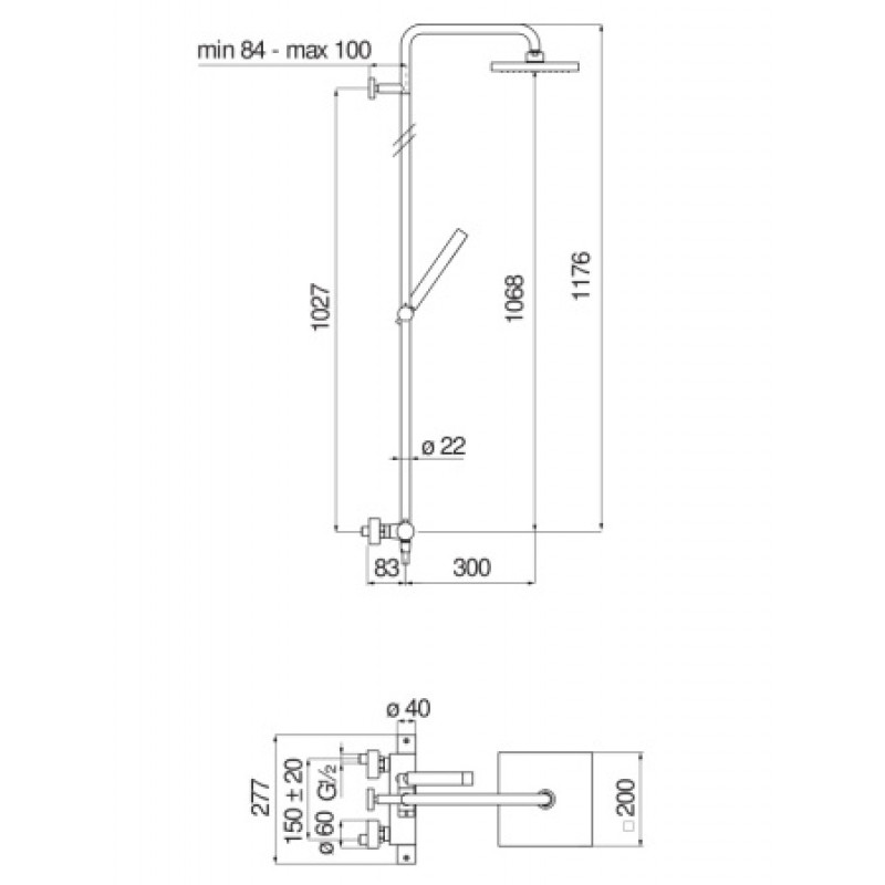 Душова система з термостатом Nobili Tago TG85430/22CR
