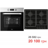 Комплект побутової техніки Teka (духова шафа Easy HCB 6535 хром + варильна поверхня GBC 64100 KBN BK чорна)