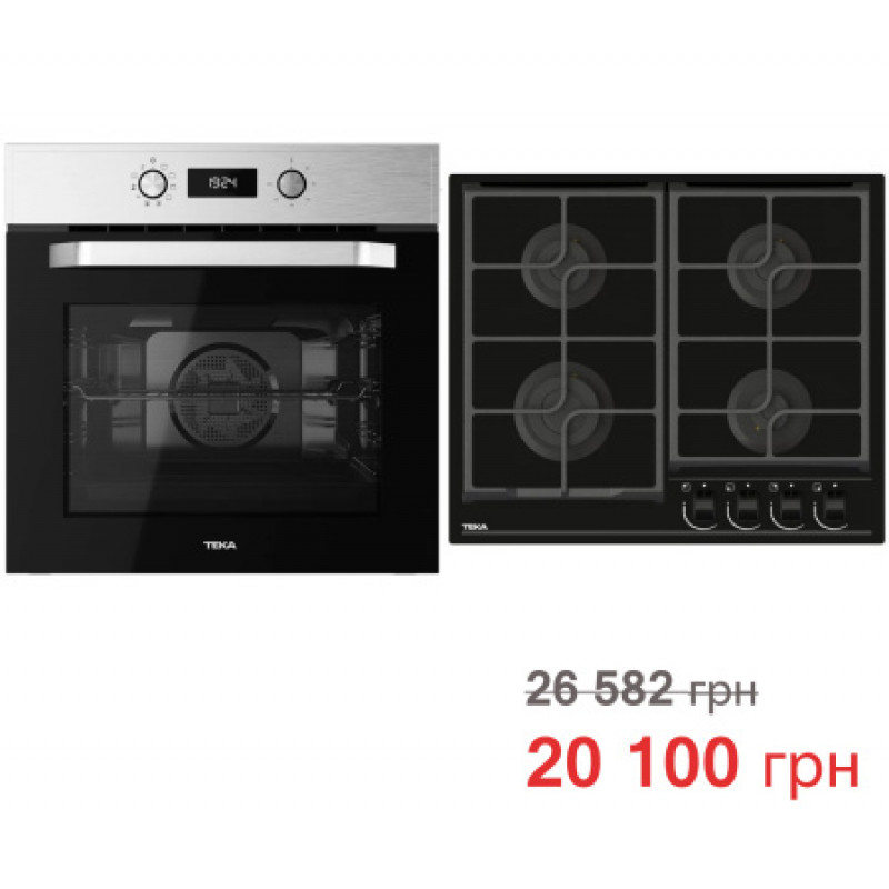Комплект бытовой техники Teka (духовой шкаф Easy HCB 6535 хром + варочная поверхность GBC 64100 KBN BK черная)