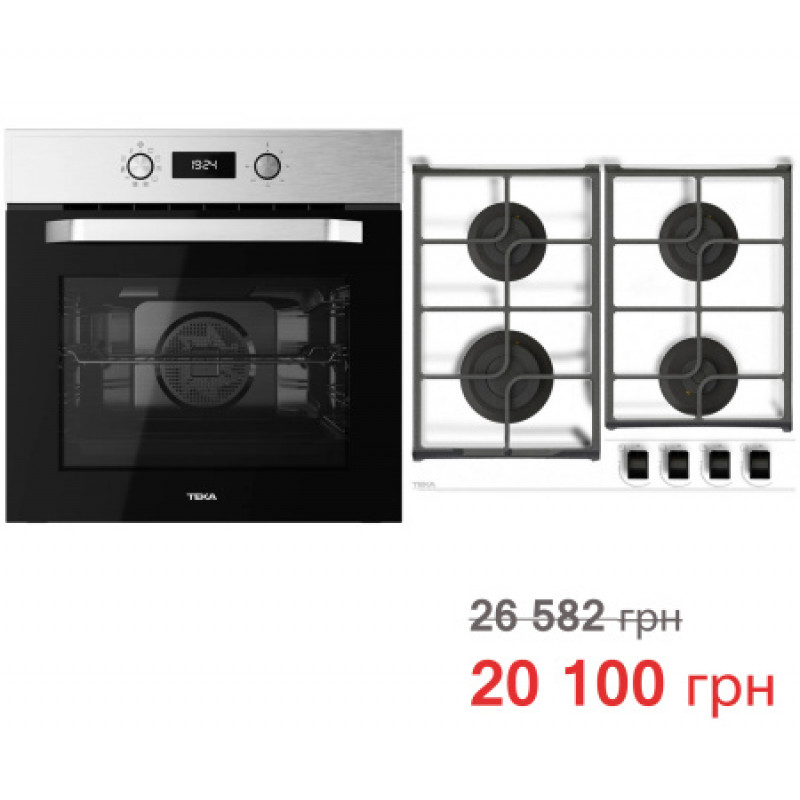 Комплект бытовой техники Teka (духовой шкаф Easy HCB 6535 хром + варочная поверхность GBC 64100 KBN BK белая)