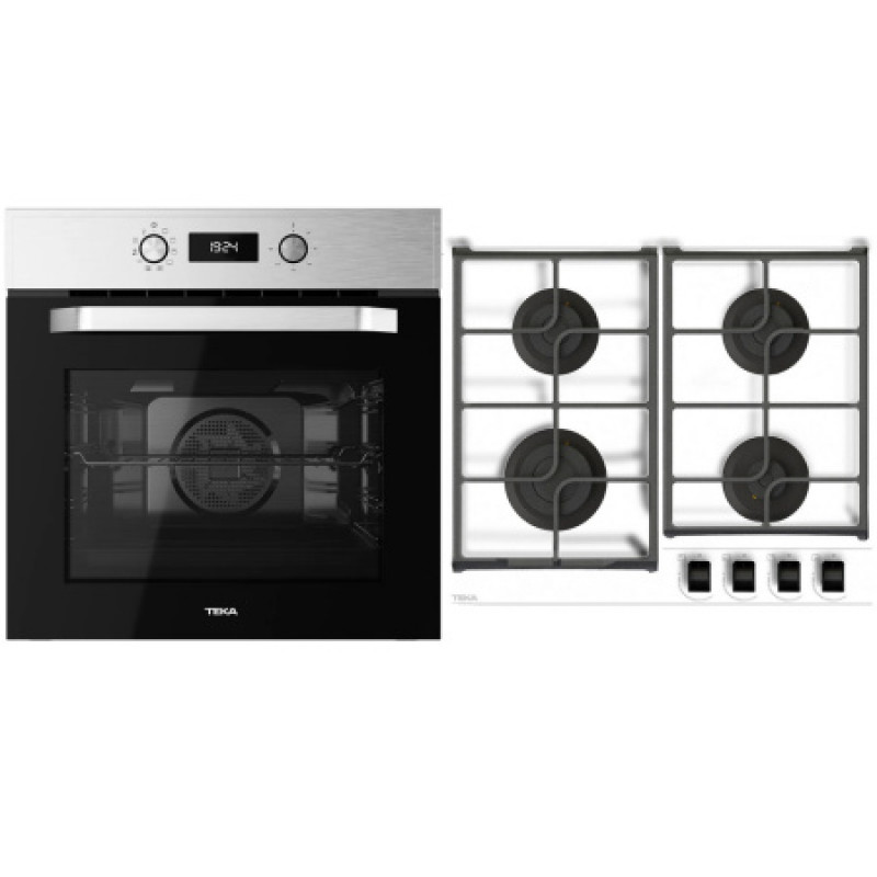 Комплект бытовой техники Teka (духовой шкаф Easy HCB 6535 хром + варочная поверхность GBC 64100 KBN BK белая)