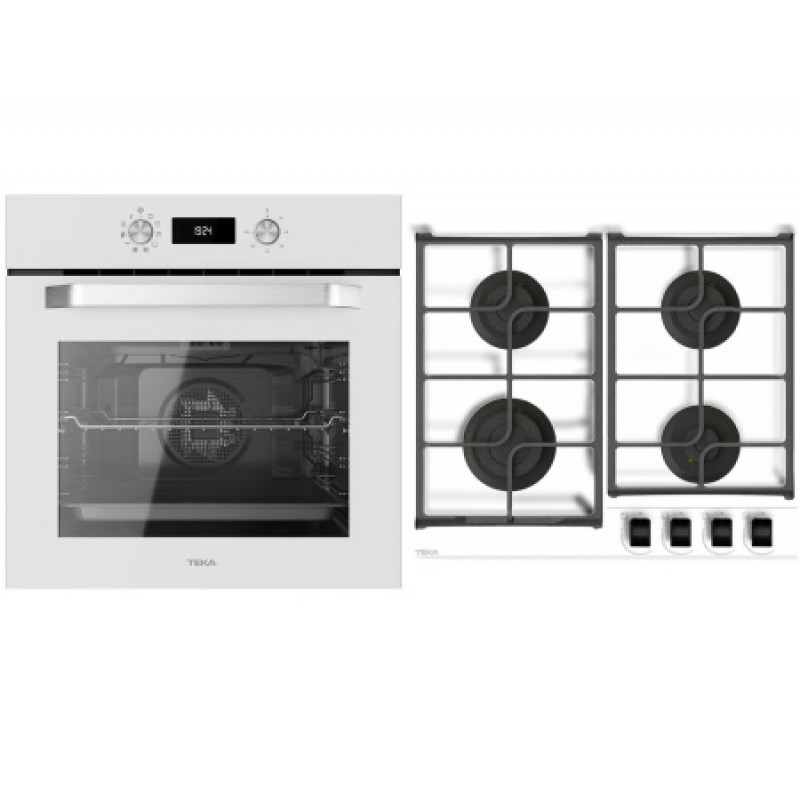 Комплект побутової техніки Teka (духова шафа Easy HCB 6535 біла + варильна поверхня GBC 64100 KBN BK біла)