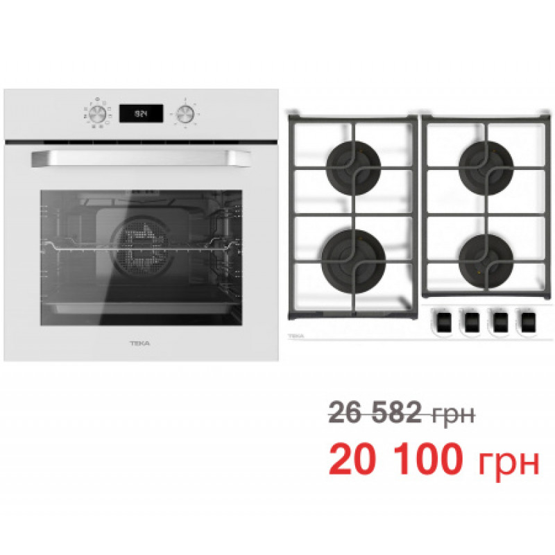 Комплект побутової техніки Teka (духова шафа Easy HCB 6535 біла + варильна поверхня GBC 64100 KBN BK біла)