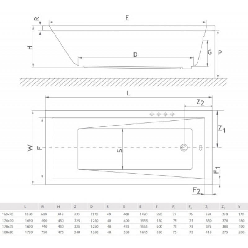 Ванна акрилова Radaway Emmi EM-180x080