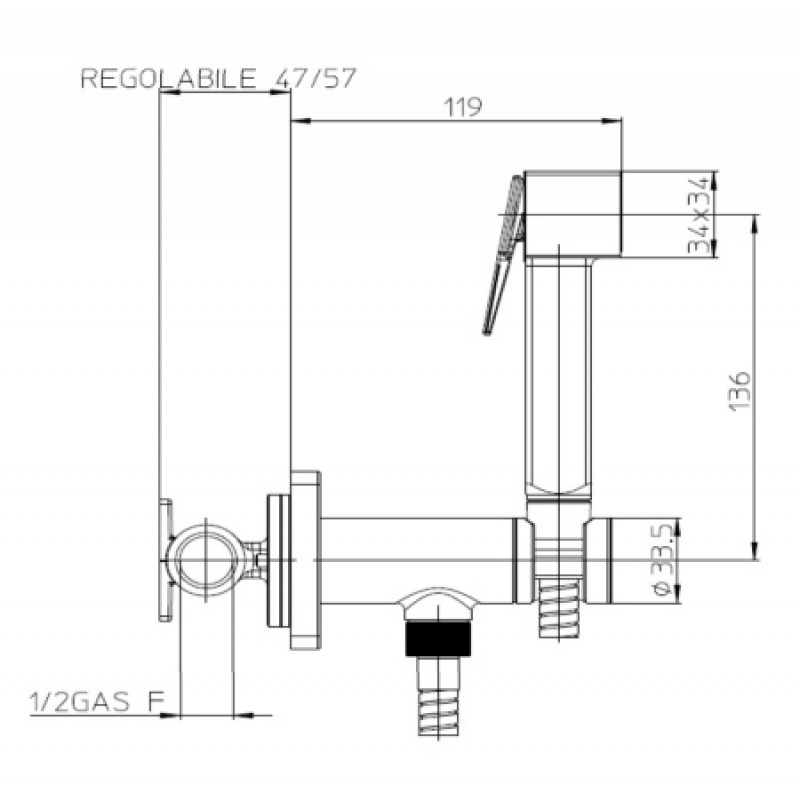 Комплект гігієнічного душу Bossini Cube Cromo E37011B00094015