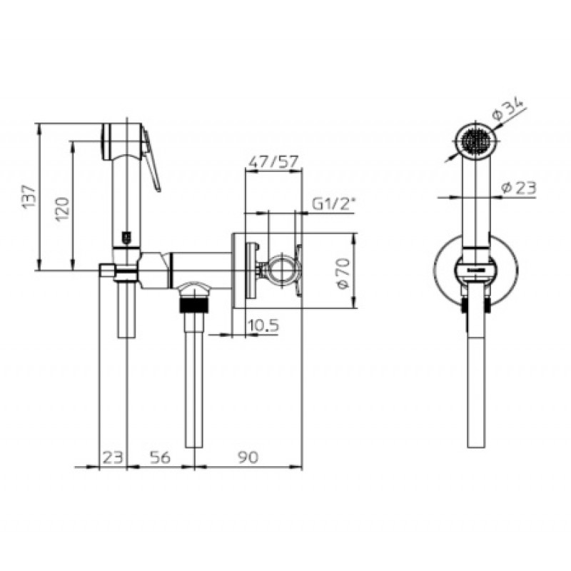 Комплект гігієнічного душу Bossini Paloma Flat ABS Nero opaco E34003B00073015