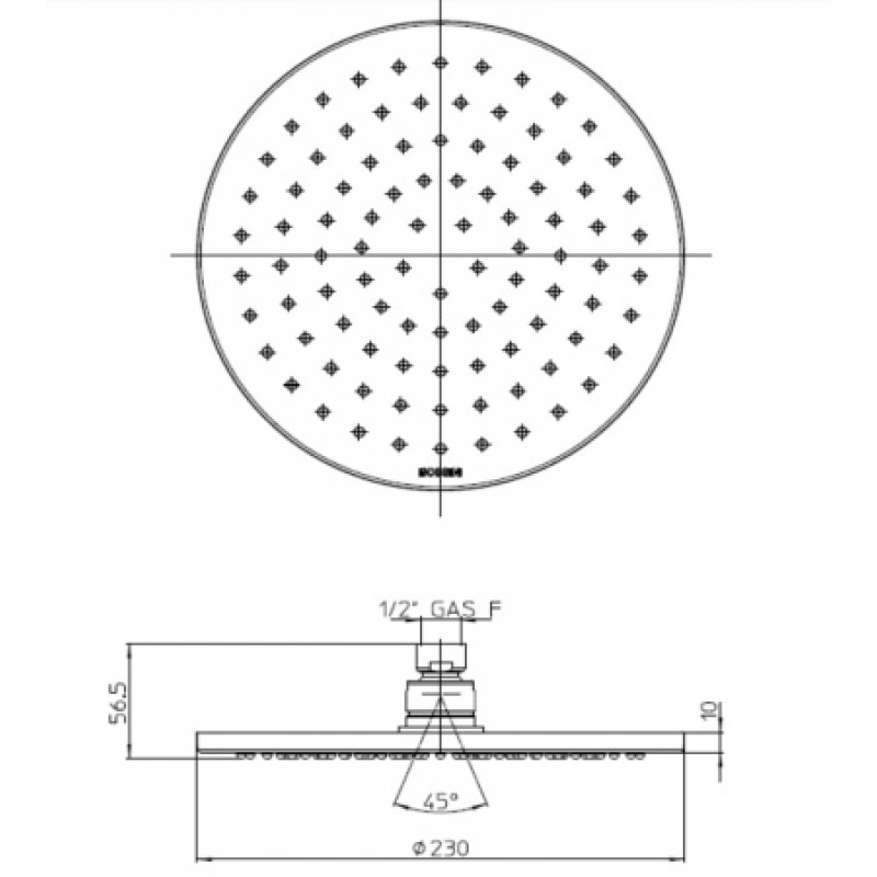 Верхний душ Bossini Cosmo Nero opaco Ø 230 мм I00595000073005