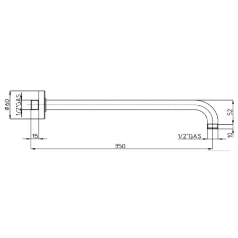 Кронштейн для верхнего душа Bossini 350 мм Brushed Nickel H19000H00094003