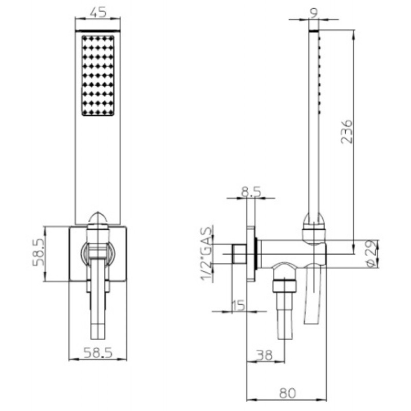 Душевой гарнитур Bossini Flat-One  Nero opaco CB4006C00073004