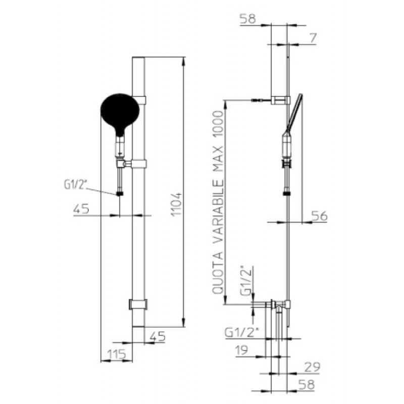 Душовий гарнітур Bossini Apice Satined nickel D48086300094013