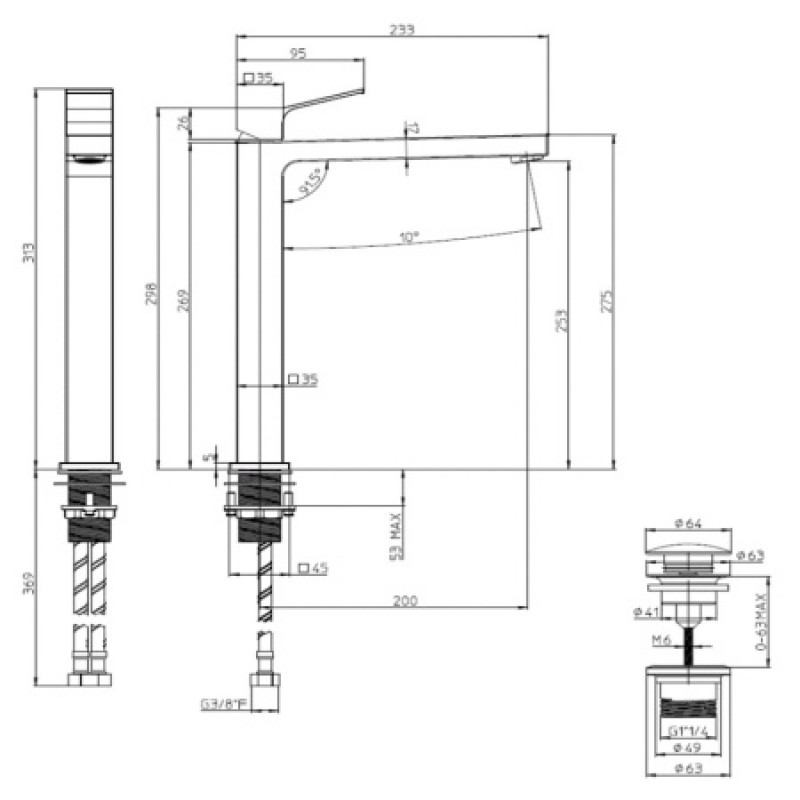Смеситель для раковины Bossini Aki-T Satined nickel Z00709000094005