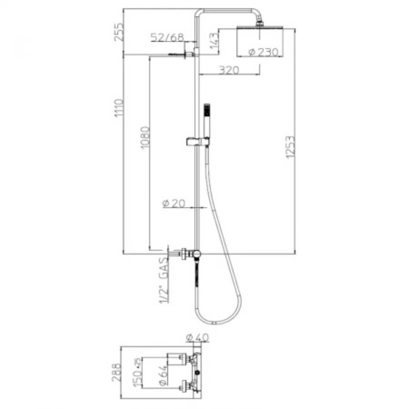 Душевая система Bossini Cosmo Satined nickel L10069000094008