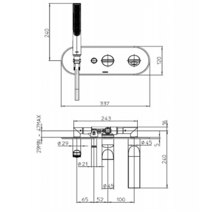 Смеситель для ванны и душа Bossini Apice цвет Brushed nickel Z00555000094005