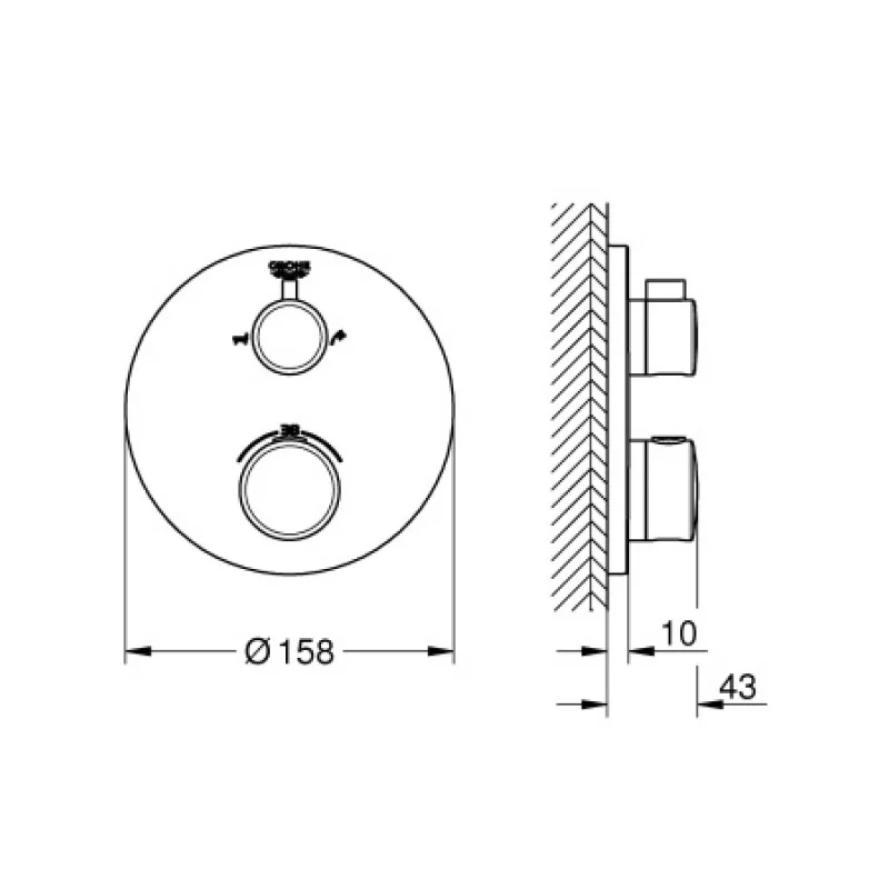 Термостатический смеситель скрытого монтажа Grohe Grohtherm 24077000