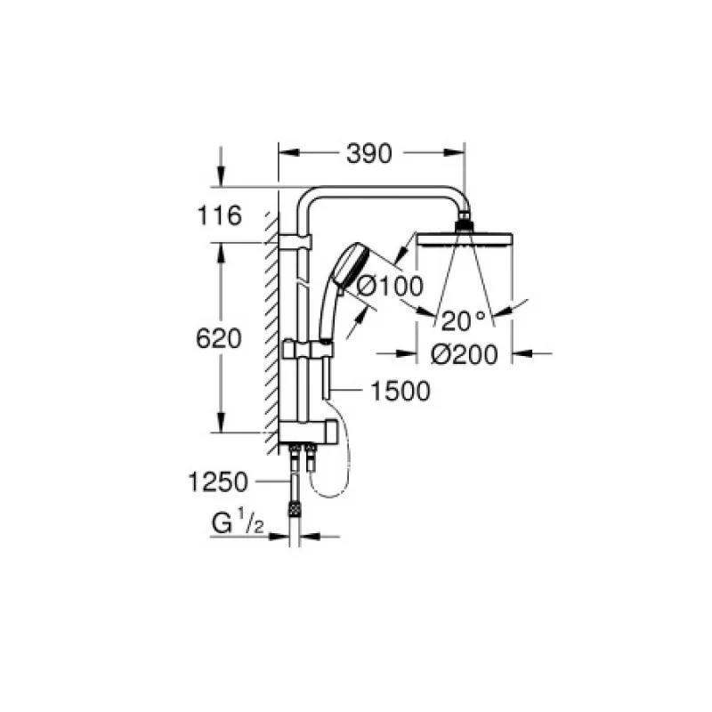 Душевая система без смесителя Grohe New Tempesta System 200 27389002