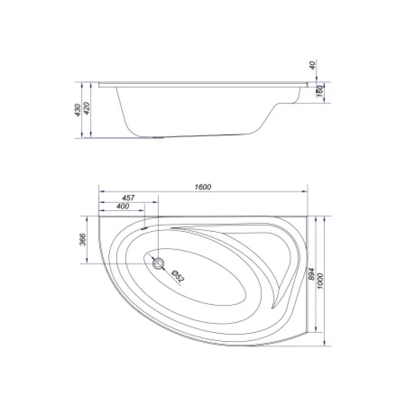 Ванна акрилова Cersanit Meza 1600x1000 права AZBA1000951576
