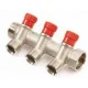 Коллектор GF 1"х3/4" Евроконус 3 выхода красный 630057N1005R3H