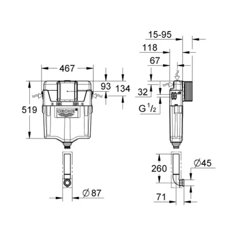 Встраиваемый бачок для унитаза Grohe  38661000