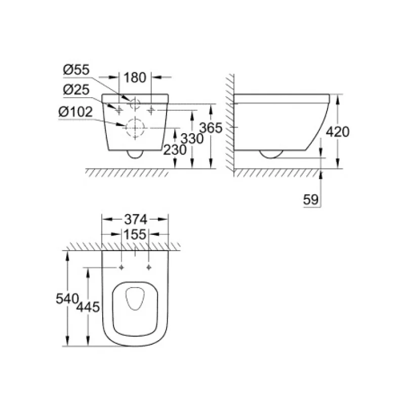 Унитаз подвесной Grohe Euro Ceramic Rimless 39328000