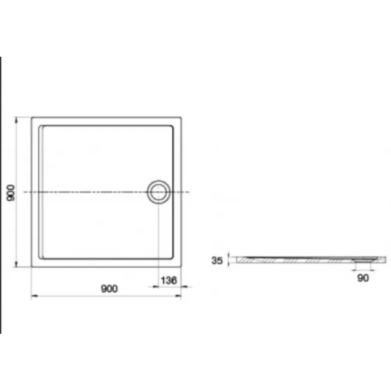 Душовий піддон ROCA Aeron STONEX 900х900х35 A276281100